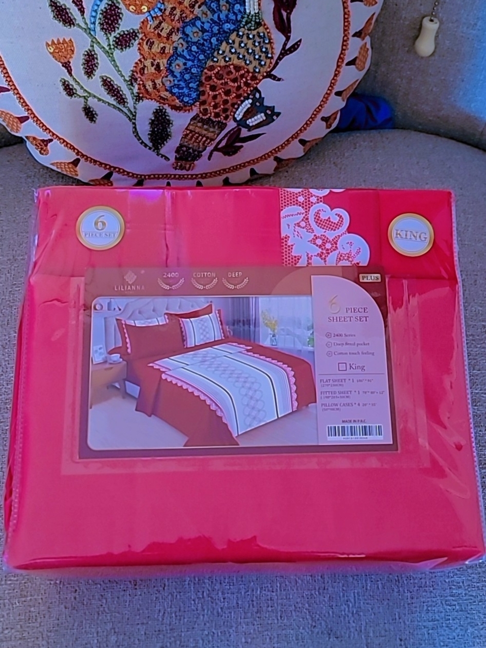 Liliana King 6-Piece Sheet Set - Bright Red